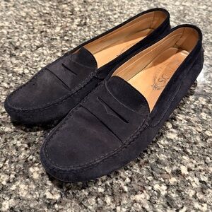 Tod’s Gommino Loafers Dark Blue Suede Women’s 40.5